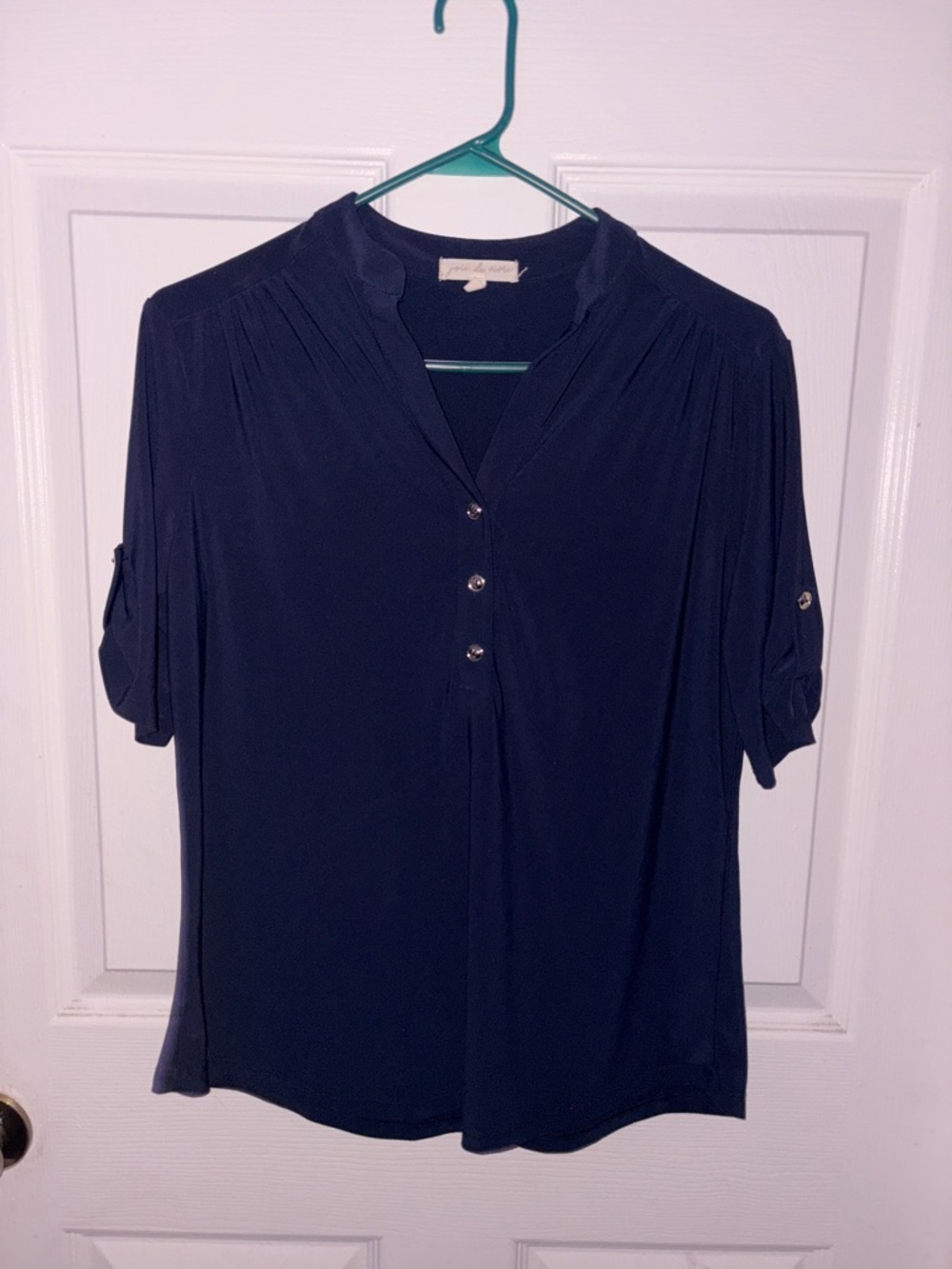 Joie de Vivre Navy Flowy Blouse